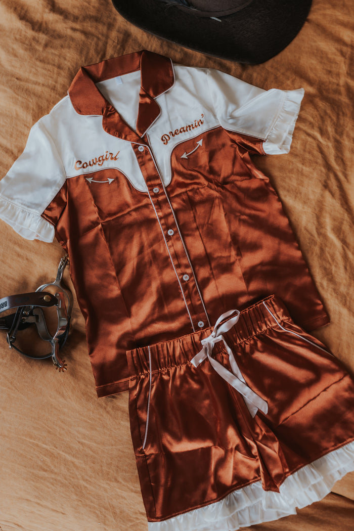 **PREORDER** Cowgirl Dreamin’ Womens Pyjamas- Rust