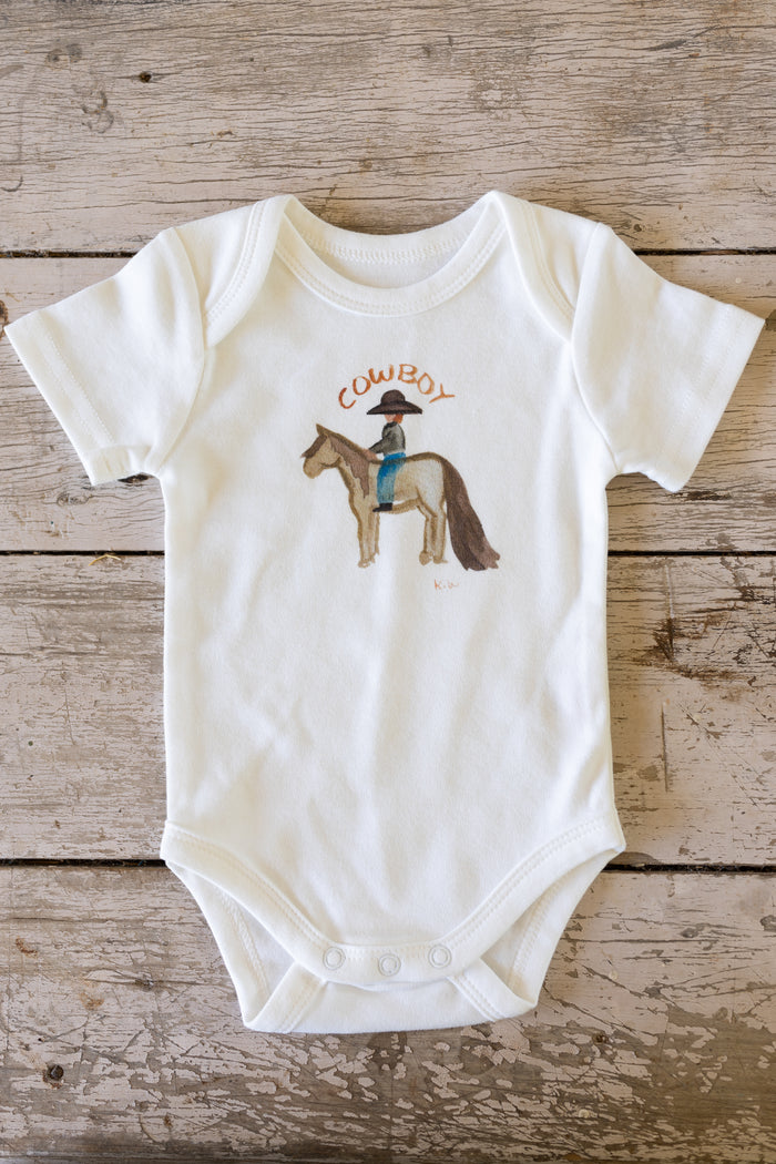 Cowboy Romper White - 100% Organic Cotton