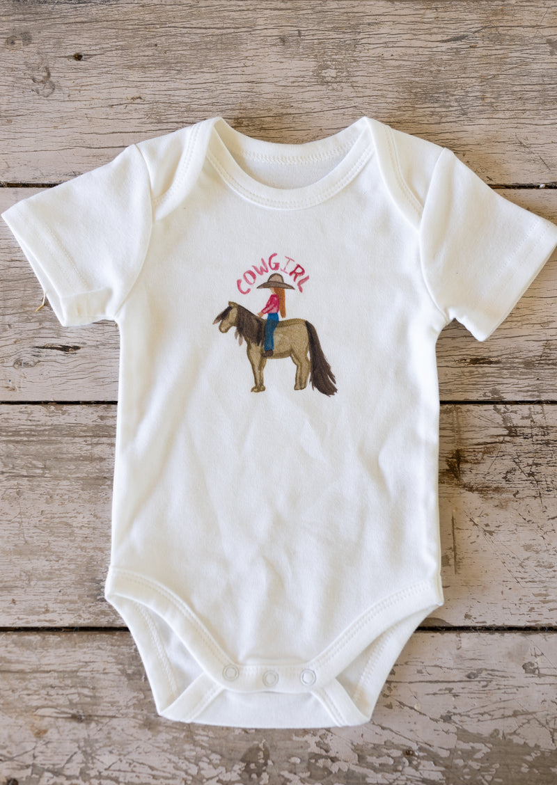Cowgirl Romper White - 100% Organic Cotton