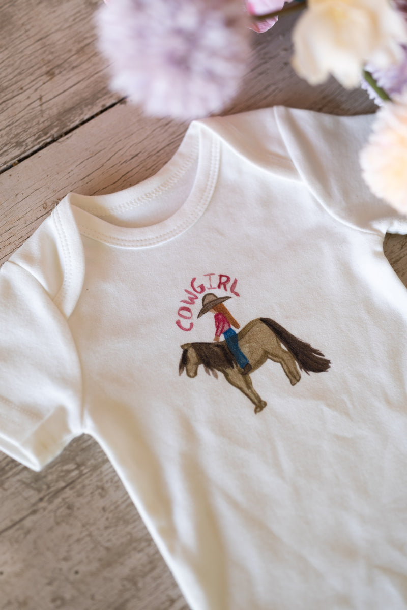 Cowgirl Romper White - 100% Organic Cotton