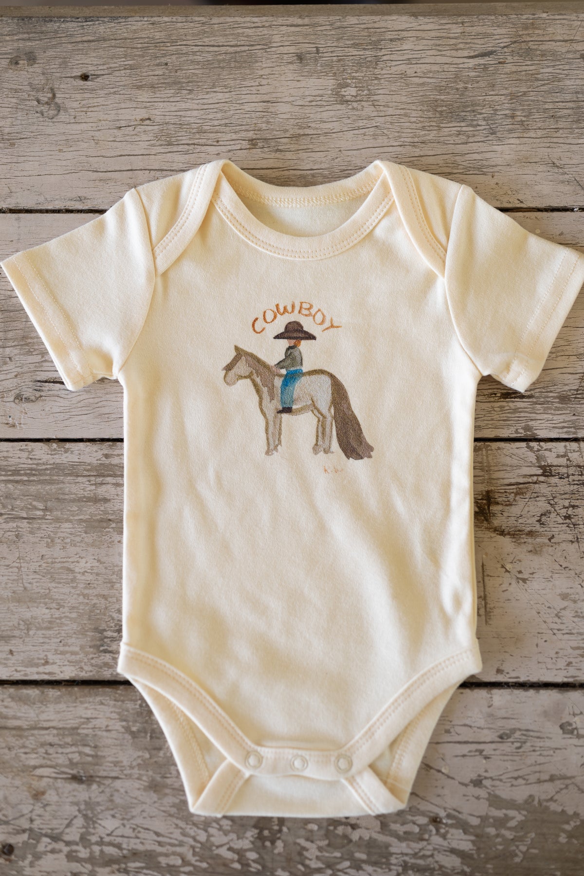 Cowboy Romper Baby Yellow - 100% Organic Cotton