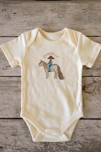 Cowboy Romper Baby Yellow - 100% Organic Cotton