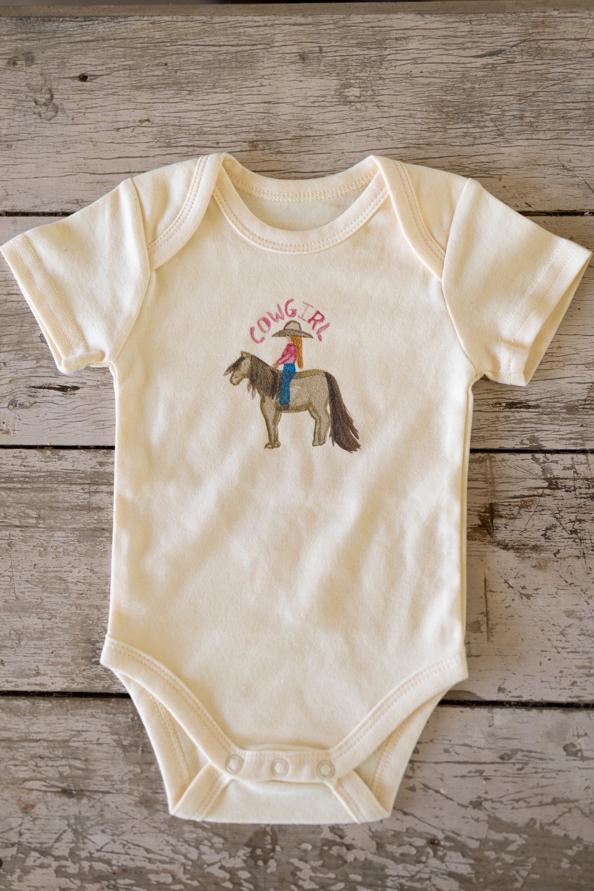 Cowgirl Romper Baby Yellow- 100% Organic Cotton