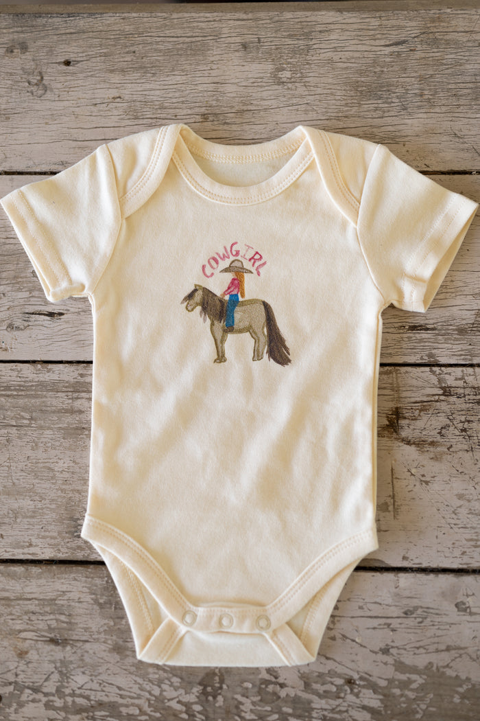 Cowgirl Romper Baby Yellow- 100% Organic Cotton