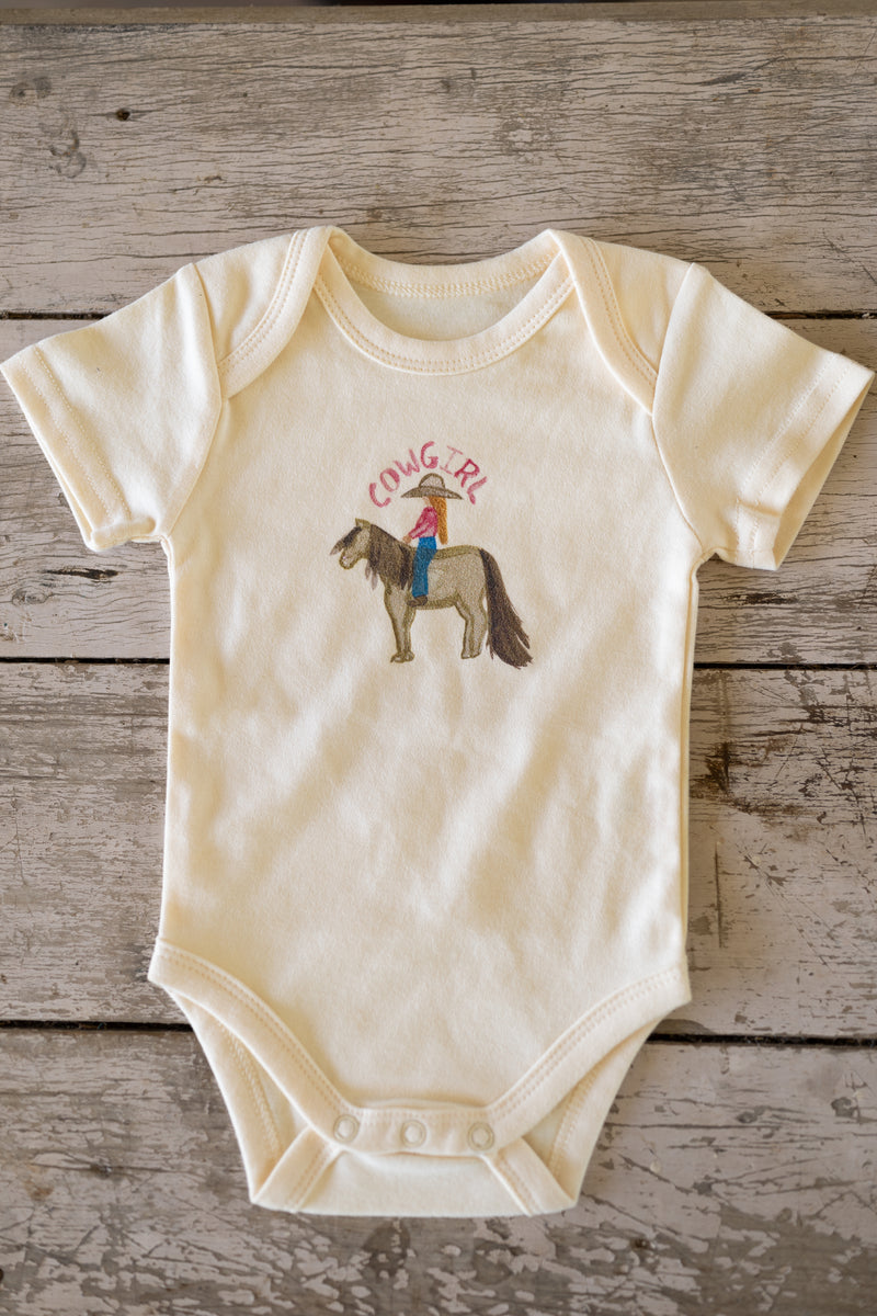 Cowgirl Romper Baby Yellow- 100% Organic Cotton
