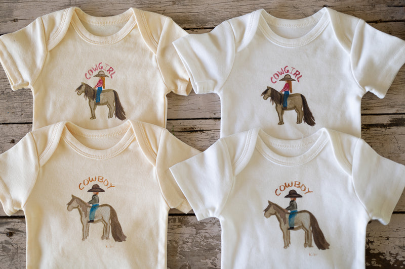 Cowboy Romper Baby Yellow - 100% Organic Cotton