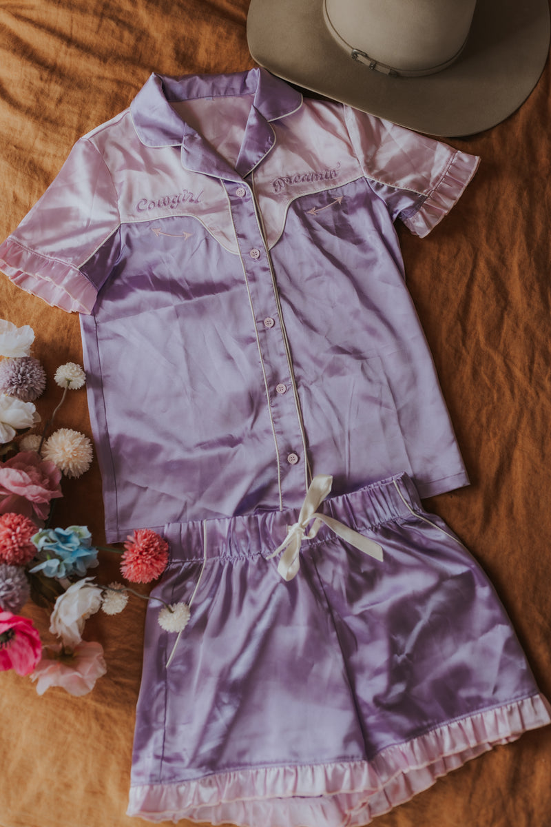**PREORDER** Cowgirl Dreamin’ Womens Pyjamas- Lilac & Pink